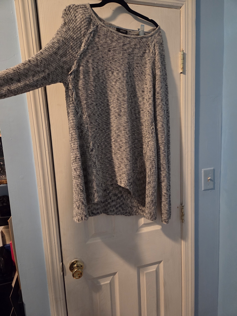 A New Day Gray Marled Cable-Trim Sweater